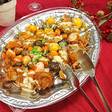 温野菜と鶏肉のジューシーフリット　BBQソースをかけてどうぞ