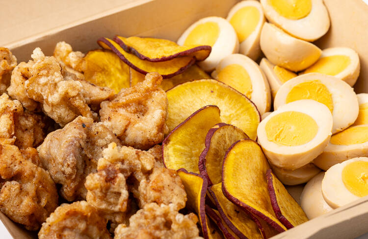 鶏の唐揚げ・味玉・さつま芋のポテトフライ
