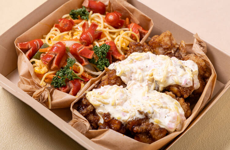 たこさんウィンナーのパスタチャンプル―・和風タルタルのチキン南蛮