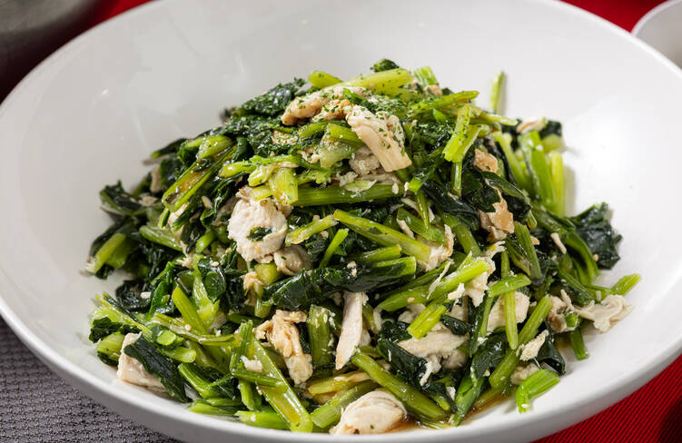 蒸し鶏と小松菜のマリネ