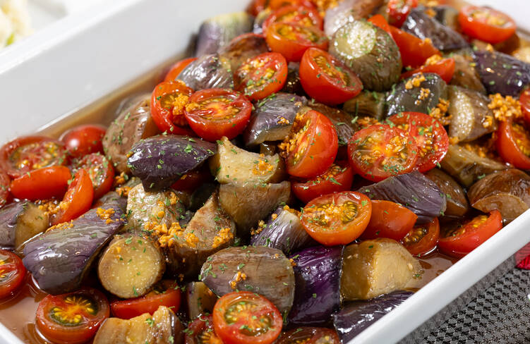 揚げ茄子とプチトマトのマリネ