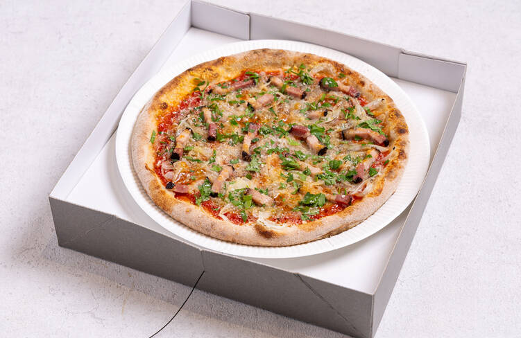 【温製】ディアボラピザ 2～4名様分のイメージ(27㎝大のピザ1枚を8カットに切り分けてお届け)