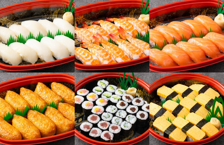 【オプション】単品桶(イカ・エビ・サーモン・いなり・細巻5種・玉子)