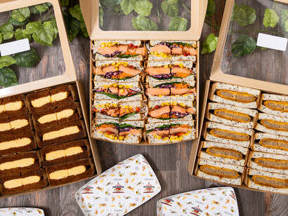 3種サンドセット サーモン&メンチカツ&玉子焼