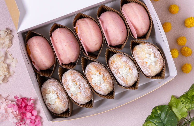 3種から選べる生ドーナツセット(イチゴグレーズ&牛乳クリーム)・5名様分