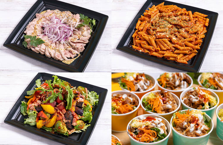 【オプション】ローストビーフ グレイビーソース・ペンネ トマトソース・季節のグリル野菜 8種のスパイス・NYチキンオーバーライス(カップ)