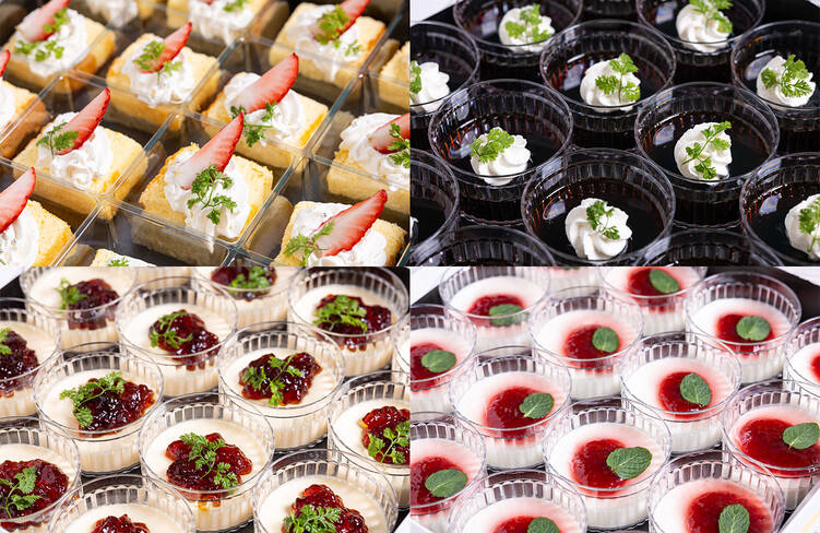 【オプション】季節のショートケーキ・店舗ドリップコーヒーゼリー・なめらかメイプルプリン・ミルクパンナコッタ 自家製いちごソース