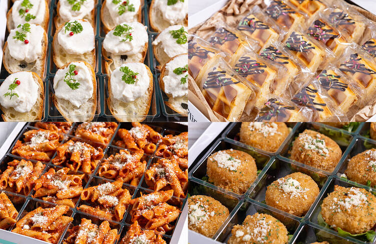 ハニーチーズ豆冨 バケットのせ・オリジナルアメリカンワッフル チョコレート・ペンネ トマトソース・濃厚チーズリゾット ライスコロッケ