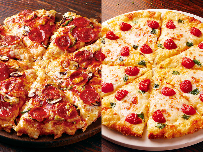 マルゲリータ2枚×ペパロニラバー2枚｜PIZZA-LA(ピザーラ) - シェフコレ