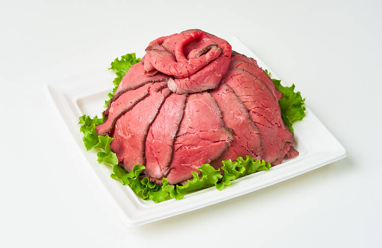 【肉ケーキ】特製牛もも肉のやわらかローストビーフ たまねぎソース