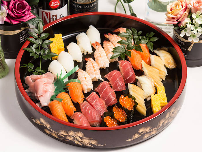 大皿/寿司桶/おもてなし/海老/セット 箔-】 ホーム＆キッチン 大皿寿司桶おもてなし海老セット